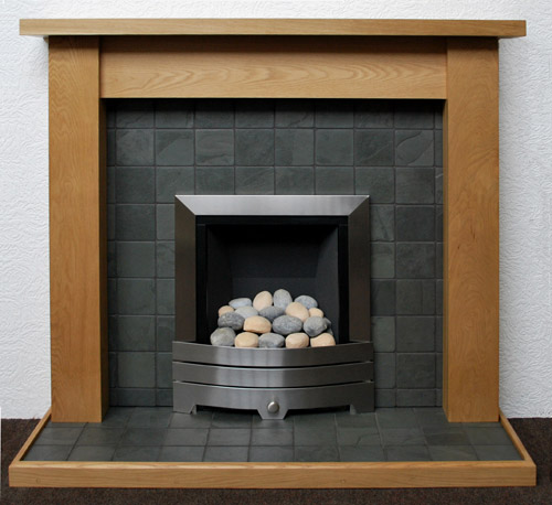 Grey slate fireplace