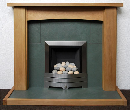 Green slate fireplace
