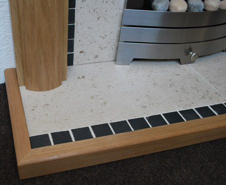 Limestone fireplace hearth