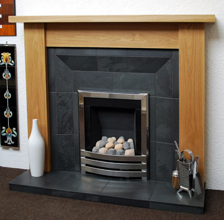 Natural slate fireplace