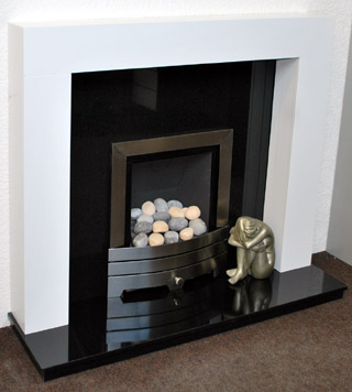 Dorchester white fireplace with granite