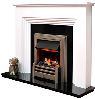 White fireplace for electric fires White fire surround with electric fire